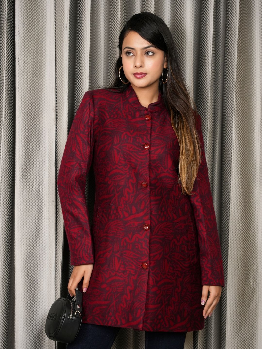Cinematic Scarlet: Statement-Making Medium-Length Coat