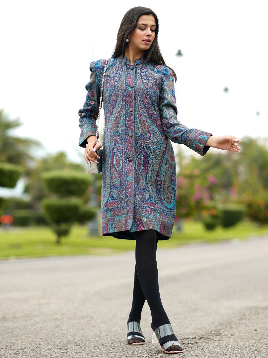 Serene Threads: Blue Kaani Coat