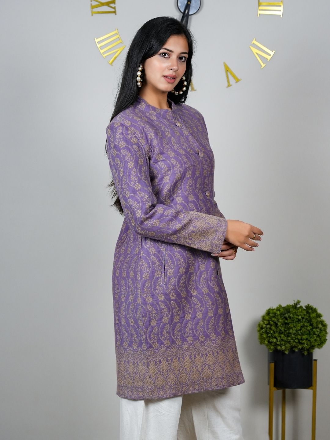 Kani Long Coat with Artistic Weave