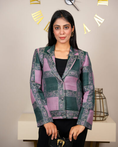 Vibrant Purple and Bottle Green Short Coat