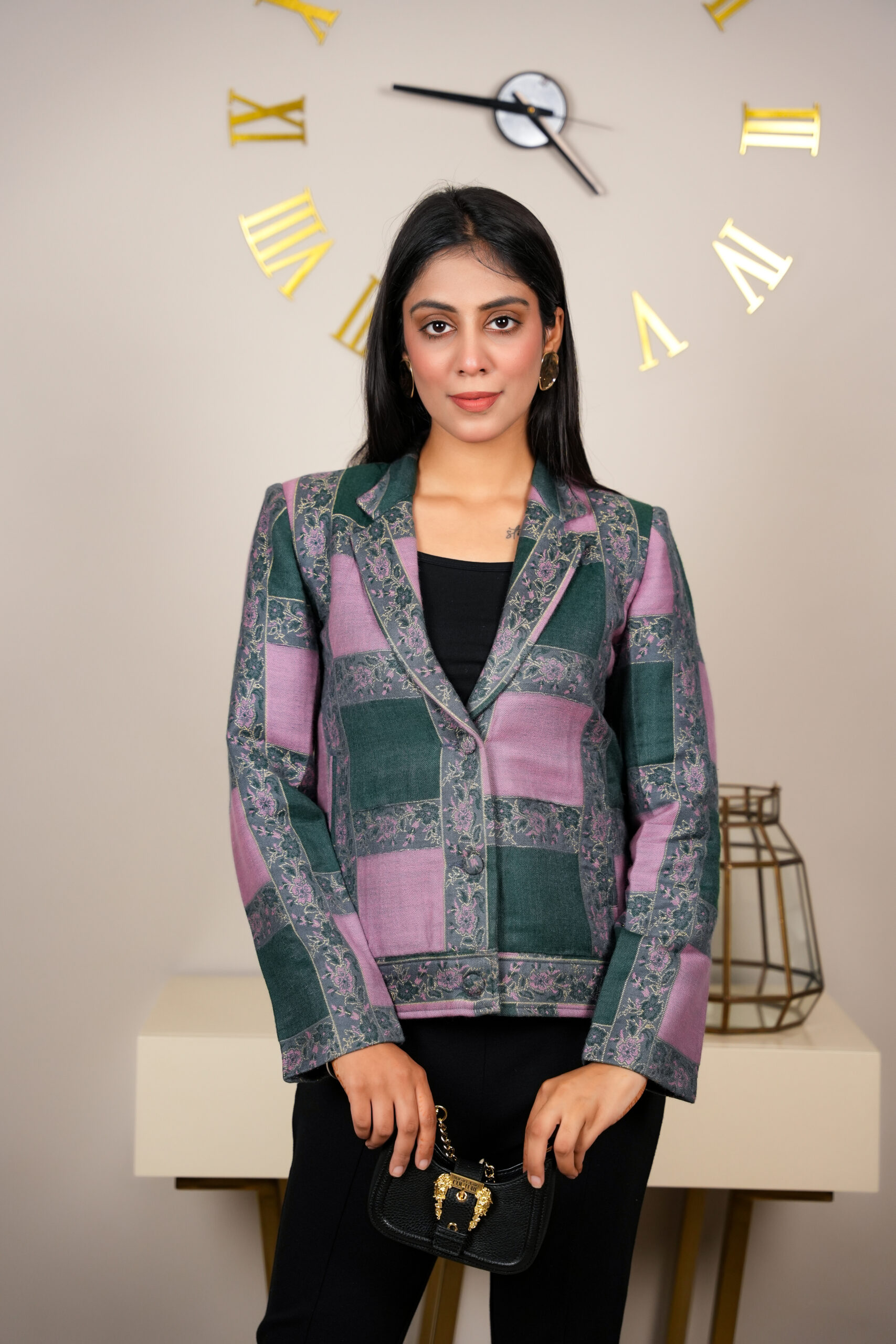 Vibrant Purple and Bottle Green Short Coat